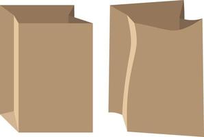 Two vector paper bags, new and crumpled, isolated on white background