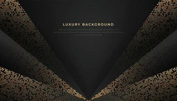 Dark Abstract Overlap Layers Background With Golden Glitters. Luxury and Elegant Geometric Shape Background vector