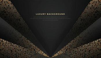 Dark Abstract Overlap Layers Background With Golden Glitters. Luxury and Elegant Geometric Shape Background