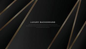 Golden Lines Luxury on Black Overlap Background. Elegant Realistic Paper Cut Style 3d. Vector Illustration