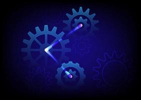 Cogs and gear wheel mechanisms. Hi-tech digital technology and engineering vector on dark blue background