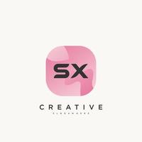 SX Initial Letter logo icon design template elements with wave colorful art. vector