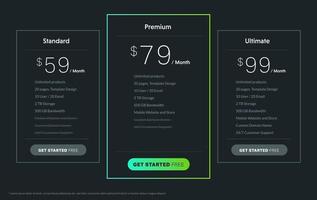 Template Design UX UI price list. Landing page website product package price and check box. Vector Illustrate.