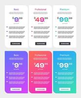 Template Design UX UI price list. Landing page website product package price and check box. Vector Illustrate.