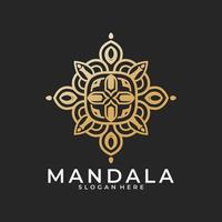 logotipo de marca, plantilla de logotipo de mandala de flor decorativa abstracta, signo de logotipo de remolino en estilo árabe ornamental, diseño de logotipo floral minimalista para boutique, spa, yoga, meditación vector