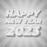tarjeta de fin de año vintage, plantilla de vector de saludo retro feliz año nuevo 2023, postal de deseo de año nuevo