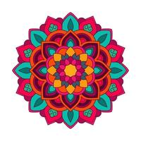 plantilla de ilustración de vector de mandala de color, mandala de garabato dibujado a mano aislado, mandala étnico con colorido adorno tribal.