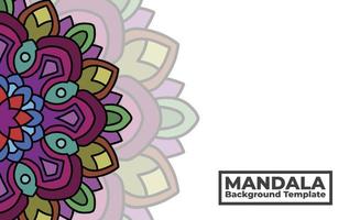 plantilla de fondo vectorial con diseño de patrón de mandala ornamental, banner de mandala de flores decorativas con lugar para textos vector