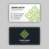 Modern double sided business card, Mandala business card design vector template with mandala logo, Colorful arabesque floral ornamental elements