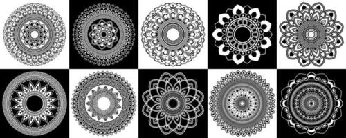 Set of zentangle mandalas, Mandala for henna, mehendi, tattoo, Decorative ethnic ornamental elements, Oriental patterns vector