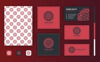 Premium modern corporate business stationery set with mandala template vector file, Colorful arabesque floral ornamental elements, Business card and Letter head