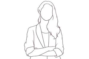 beautiful confident businesswoman hand drawn style vector illustration