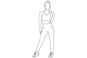 fitness girl estilo dibujado a mano ilustración vectorial vector