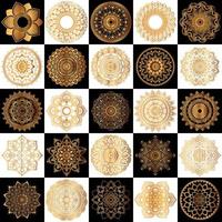 Set of gold zentangle mandalas, Mandala for henna, mehendi, tattoo, Decorative ethnic ornamental elements, Oriental patterns vector