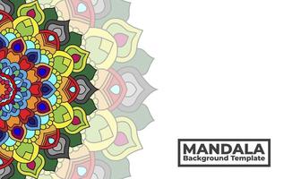 plantilla de fondo vectorial con diseño de patrón de mandala ornamental, banner de mandala de flores decorativas con lugar para textos vector