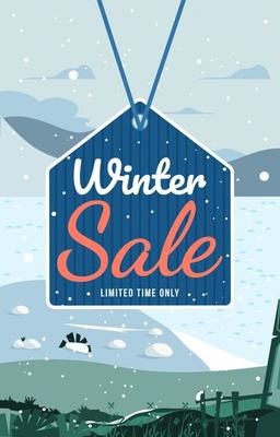Winter Sale Tag In Nature Scenery Concept