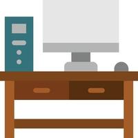 desk computer table work furniture - flat icon vector