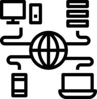 networking globe computer smartphone communication - outline icon vector