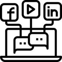 social media chat computer communication - outline icon vector