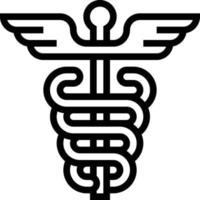 médico de la salud del caduceo - icono de contorno vector