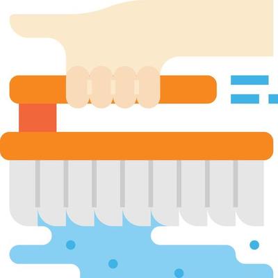brush cleaning floor - flat icon