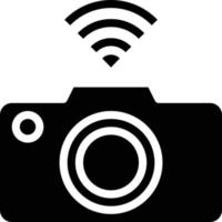 camera wifi connectivity - solid icon vector