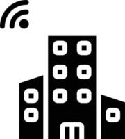 building wifi connectivity technology - solid icon vector