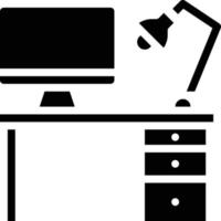 desk lamp computer work job - solid icon vector