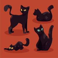 cuatro mascotas de gatos negros vector