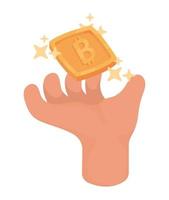 hand lifting bitcoin vector