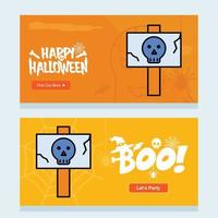 Happy Halloween invitation design with danger board vector