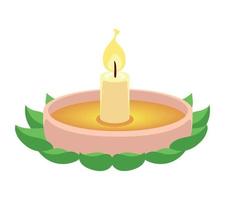 loy krathong candle and leafs vector