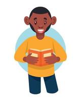 lector afro masculino con libro vector