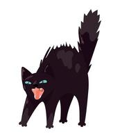 mascota de gato negro erizado vector