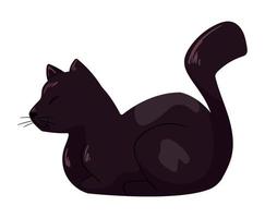 mascota de gato negro durmiendo vector