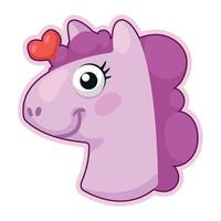 pony in love sticker retro vector