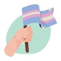 mano que agita la bandera de bigender vector