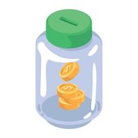 coins dollars in jar vector