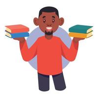 lector afro masculino con libros vector