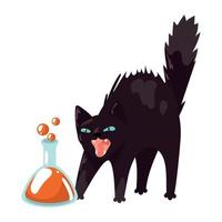 halloween cat with potion vector