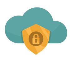 cloud computing with padlock vector