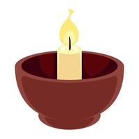 loy krathong candle in wooden bowl vector