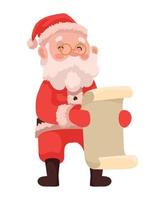 santa claus reading gifts list vector