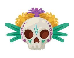 skull with flowers mexican vector