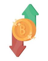 bitcoin con flechas vector