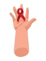 red ribbon campaign in hand vector