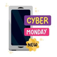 cyber monday with smartphone vector