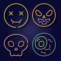 four halloween neon lights vector