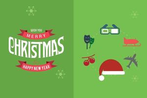 tarjeta de feliz navidad con diseño elegante y vector de tipografía