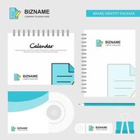 Write document Logo Calendar Template CD Cover Diary and USB Brand Stationary Package Design Vector Template